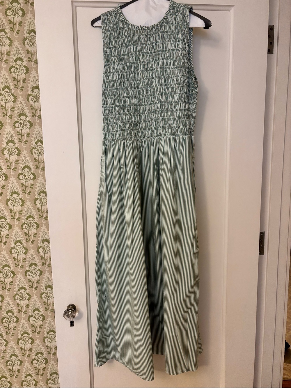 LOFT Sage Green Smocked Maxi Dress